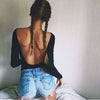 Image of Backless long sleeve autumn bodysuit women 2018 bandage fitness slim black jumpsuits bodysuits sexy hot bodycon overalls clothes