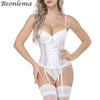 Image of Beonlema Women Sexy Underwear Corset Erotic Korse Transparent Lace Mesh Corset Top Lingerie Slim Waist Bustier Push Up Corselet