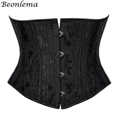 Burvogue Underbust Steampunk Corset Waist Control Gothic Corsets Cincher with Curved Hem Bustiers Embroidery Short Waist Trainer  (12)