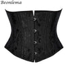 Image of Burvogue Underbust Steampunk Corset Waist Control Gothic Corsets Cincher with Curved Hem Bustiers Embroidery Short Waist Trainer  (12)