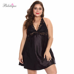 Bikitique Women Plus Size Ultra Short Sling Nightgown Chemises Sexy Lingerie Women Deep V-neck Sling Sexy Underwear Babydoll
