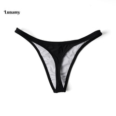 Black T-back Bikini Bottom Girl Sexy G-string Swim Briefs Women Trunks Beachwear Brazilian Thong Biquini Bottoms Suit Panties