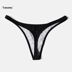 Black T-back Bikini Bottom Girl Sexy G-string Swim Briefs Women Trunks Beachwear Brazilian Thong Biquini Bottoms Suit Panties