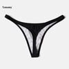 Image of Black T-back Bikini Bottom Girl Sexy G-string Swim Briefs Women Trunks Beachwear Brazilian Thong Biquini Bottoms Suit Panties