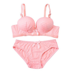 Bow Cotton Bra Sets Women Push Up Lingerie Bra Wireless Bra & Pantie Set Underwear Sets