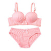 Image of Bow Cotton Bra Sets Women Push Up Lingerie Bra Wireless Bra & Pantie Set Underwear Sets