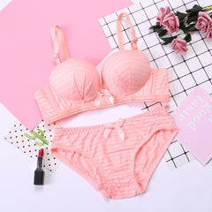Bow Cotton Bra Sets Women Push Up Lingerie Bra Wireless Bra & Pantie Set Underwear Sets