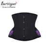 Image of Burvogue Underbust Steampunk Corset Waist Control Gothic Corsets Cincher with Curved Hem Bustiers Embroidery Short Waist Trainer