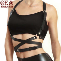 CEA.HARNESS sexy Leather Harness Straps Punk Goth Body Bondage Belt Cage bra harness erotic Waist Chest wrap stocking Belts