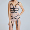 Image of CEA. Leather Harness Set Underwear Sexy Body Lingerie Garter Belts Sexy Women Waist Leg Bondage Bra Cage Straps Bra Harness
