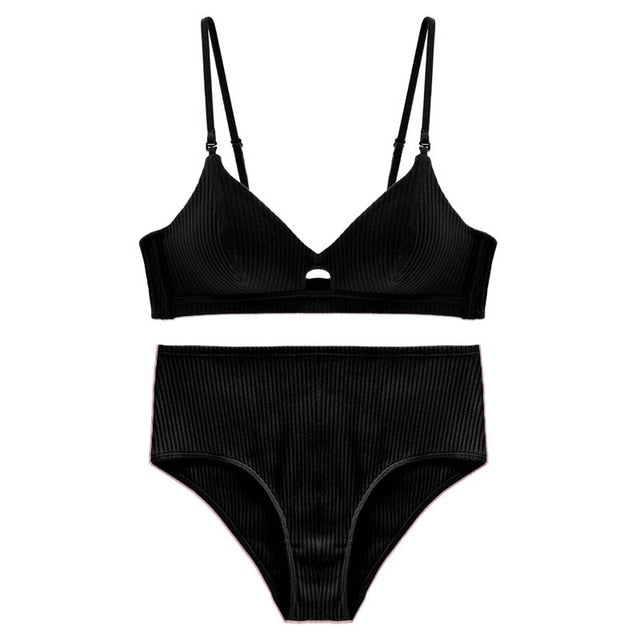 CINOON 2019 High-end Brand Romantic Temptation Bra Set Women Fashion Stripes Underwear Set Push Up Bra and Panties Set