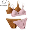 Image of CINOON 2019 High-end Brand Romantic Temptation Bra Set Women Fashion Stripes Underwear Set Push Up Bra and Panties Set