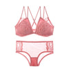 Image of CINOON French Lace Front Closure Bra And Panties Set Women Sexy Lingerie Set Wire Free Bralette Embroidery Underwear Brassiere