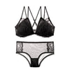 Image of CINOON French Lace Front Closure Bra And Panties Set Women Sexy Lingerie Set Wire Free Bralette Embroidery Underwear Brassiere