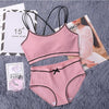 Image of CINOON Japanese Lingerie Set Cotton Thin Screw Thread Push Up Bra Set beauty back Women Bra Panties Set Comfort Underwear