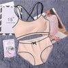 Image of CINOON Japanese Lingerie Set Cotton Thin Screw Thread Push Up Bra Set beauty back Women Bra Panties Set Comfort Underwear
