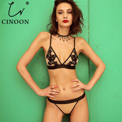 CINOON Sexy Lace Bralette 3/4 Cup Bra Sets Underwear For Women Wire Free Thin Lingerie Set Breathable Comfortable intimates