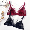 Image of CINOON Sexy Lace Velvet Bra Underwear Wirefree Bra Bustier Sheer Top Luxury Brassiere Lingerie Eyelashes Bralette