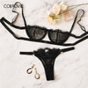Image of COLROVIE Black Floral Lace Lingerie Set Women Intimates 2019 Summer Bra And Panty Sexy Sets Female Solid Briefs Underwear Set
