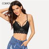 Image of COLROVIE Black Harness Floral Lace Longline Bralette 2019 Summer Women Sexy Bra Underwear Tops Ladies Glamorous Solid Intimates