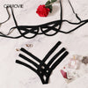 Image of COLROVIE Black Solid Ladder Cut-Out Lingerie Set 2019 Sexy Women Summer Bralettes Thongs V-Strings Female Underwear Bra Set
