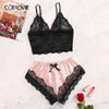 Image of COLROVIE Floral Lace Bralette With Satin Shorts Lingerie Set Women 2019 Summer Sexy Sets Ladies Bra And Panty Underwear Set