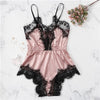 Image of COLROVIE Lace Trim Romper Teddy Bodysuit Women 2019 Summer Satin Sexy Lingerie Cami Nightwear Ladies Sleepwear