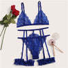Image of COLROVIE Scalloped Trim Floral Lace Garter Lingerie Set Women Bralettes Intimates 2019 Bra And Thongs Ladies Sexy Sets