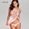 Image of COLROVIE Without Panties Crochet Lace Applique Slips Night Dress Summer Spaghetti Strap Women Sleepwear New Sexy Nightgown