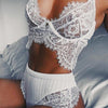 Image of CUPSHE Women Pure White Mesh Lace High Waist Lingerie Set 3/4 Cup Sexy Brassiere Wireless Bralette Underwear