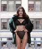 Image of CWXANS sexy bra set hot women floral lace transparent push up halter lingerie bralette wire free breathable hollow out underwear
