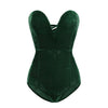 Image of Casual Woman Sleeveless Strapless Velvet Bodysuit Sesy Backless V Neck Bodycon Jumpsuit Fashion Body Tops Clothes Women Suit