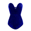 Image of Casual Woman Sleeveless Strapless Velvet Bodysuit Sesy Backless V Neck Bodycon Jumpsuit Fashion Body Tops Clothes Women Suit