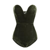 Image of Casual Woman Sleeveless Strapless Velvet Bodysuit Sesy Backless V Neck Bodycon Jumpsuit Fashion Body Tops Clothes Women Suit