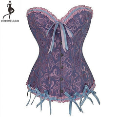 Cheap Corset Lace Up Bustier Plus Size Korsett For Women Jacquard Floral Gothic Gorset Sexy Boned Korse Busk Solid Korset Outfit