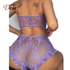 Image of Comeondear Lace Bra Set Strapless Women Erotic Lingerie Set High Waist Transparent Elastic Sets Black Bra + Panty M XL RB80869