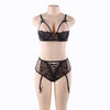 Image of Comeondear Sujetador Erotic Lace Open Cup Bra + High Waist Garter Panty Woman Sexy Set Erotic Lingerie Stripper Clothes RA80646