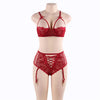 Image of Comeondear Sujetador Erotic Lace Open Cup Bra + High Waist Garter Panty Woman Sexy Set Erotic Lingerie Stripper Clothes RA80646