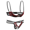 Image of Comeonlover Sexy Lingerie Set Flower Embroidery Open Bra Cup Hollow Out Micro Erotic Sex Shop Open Crotch G string Set LI8435