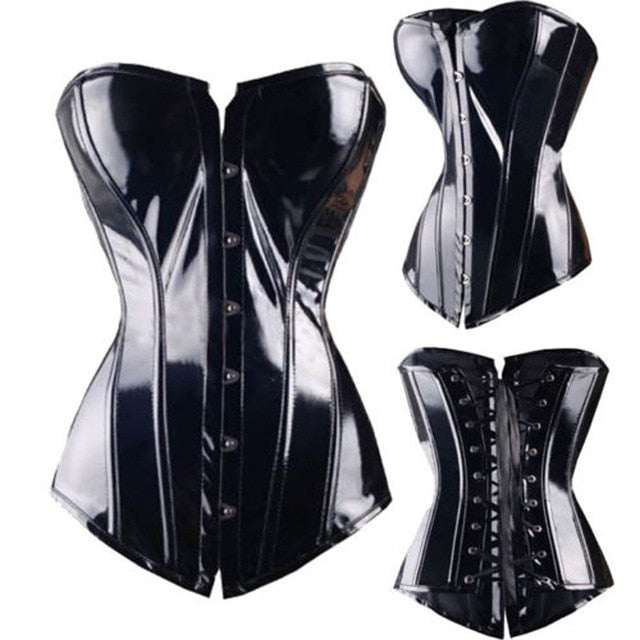 Women Corset Sexy Slim Burlesque Satin Body Shaper Strapless Overbust Plus Size Corset and Bustier  (15)