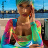 Image of Cryptographic Fashion Tie Dye Slim Rainbow Female Bodysuits Casual Long Sleeve Print Women's Jumpsuits 2019 New Clothing
