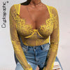 Image of Cryptographic Sexy Lace Transparent Embroidery Female Bodysuit Fashion Patchwork Mesh Long Sleeve Teddy 2019 New Women's Clothes