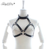 Image of DAVYDAISY Women Sexy Bra Choker Leather Open Bust Bralette Metal Chain Intimate Adjustable Sexy Lingerie Cropped Top BR506