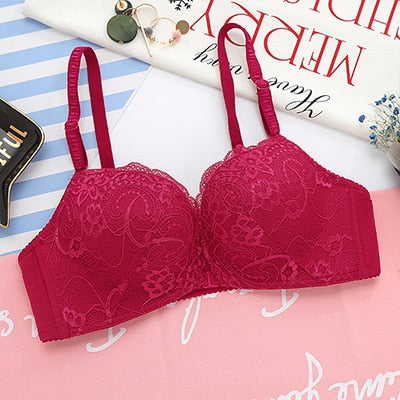 DERUILADY Lace Floral Wireless Bras For Women Front Closure Sexy Lingerie Plus Size Bralette Comfort Adjusted Push Up Bra