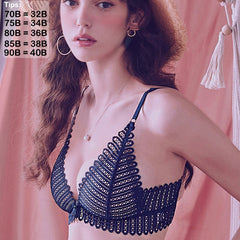 DERUILADY Sexy Lace Wireless Front Closure Bras For Women Sexy Lingerie Comfort Push Up Bra Adjusted Plus Size Backless Bralette