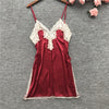 Image of Daeyard Sexy Lingeries Women Silk Satin Nightgown Lace Trim High Split Night Dress Summer Hot Mini Dress Sleepwear Home Clothes