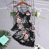 Image of Daeyard Women's Pajamas Silk Floral Overall Print 5Pcs Pajama Set Satin Pyjamas Sexy Lace Pijama Nightie Sleepwear Home Clothes