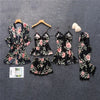 Image of Daeyard Women's Pajamas Silk Floral Overall Print 5Pcs Pajama Set Satin Pyjamas Sexy Lace Pijama Nightie Sleepwear Home Clothes