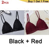 Image of DeRuiLaDy 2PCS French Style Bralette Seamless Deep V Lace Bra Wireless Thin Underwear Sexy Lingerie Soft Bras For Women Girl
