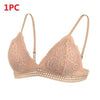 Image of DeRuiLaDy 2PCS French Style Bralette Seamless Deep V Lace Bra Wireless Thin Underwear Sexy Lingerie Soft Bras For Women Girl